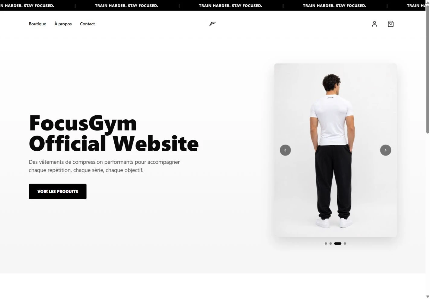 Aperçu de la page d’accueil de FocusGym