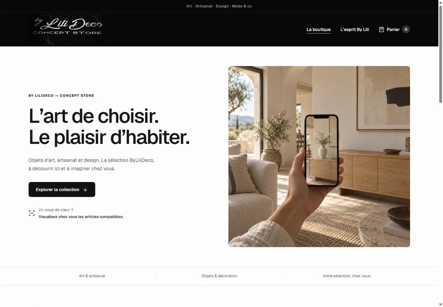 Aperçu de la page d’accueil de LiliDecoAI