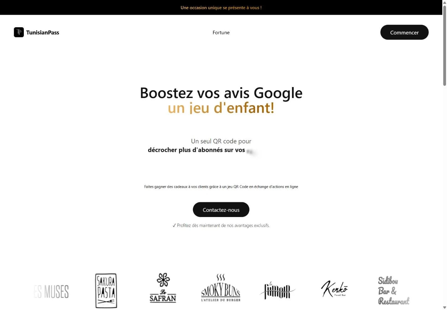 Aperçu de la page d’accueil de TunisianPass